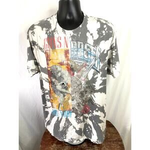 Guns N Roses Tie Dye Bleached Tee Distressed XL